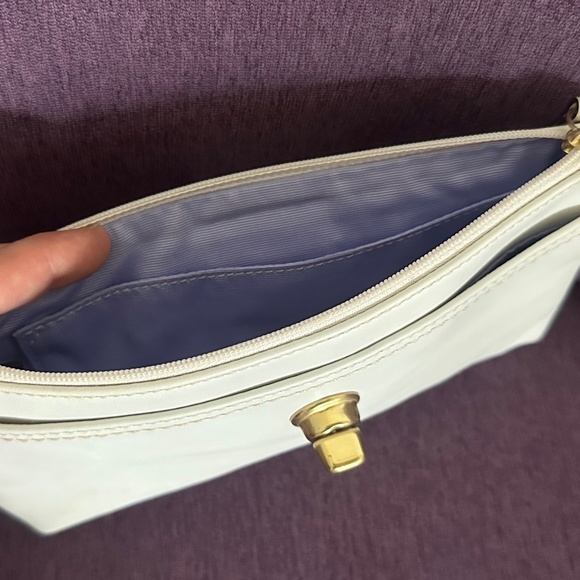 Legacy White Leather Coach Wristlet with Purple Scarf - Picture 3 of 3